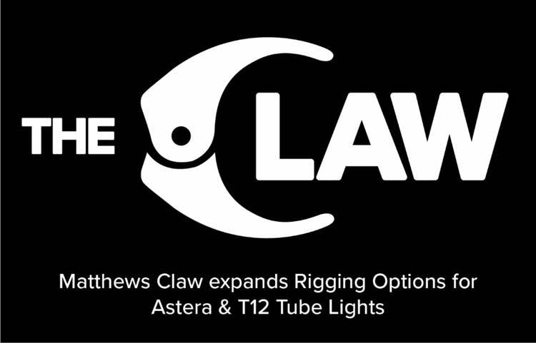 Matthews Claw expands Rigging Options for Astera & T12 Tube Lights